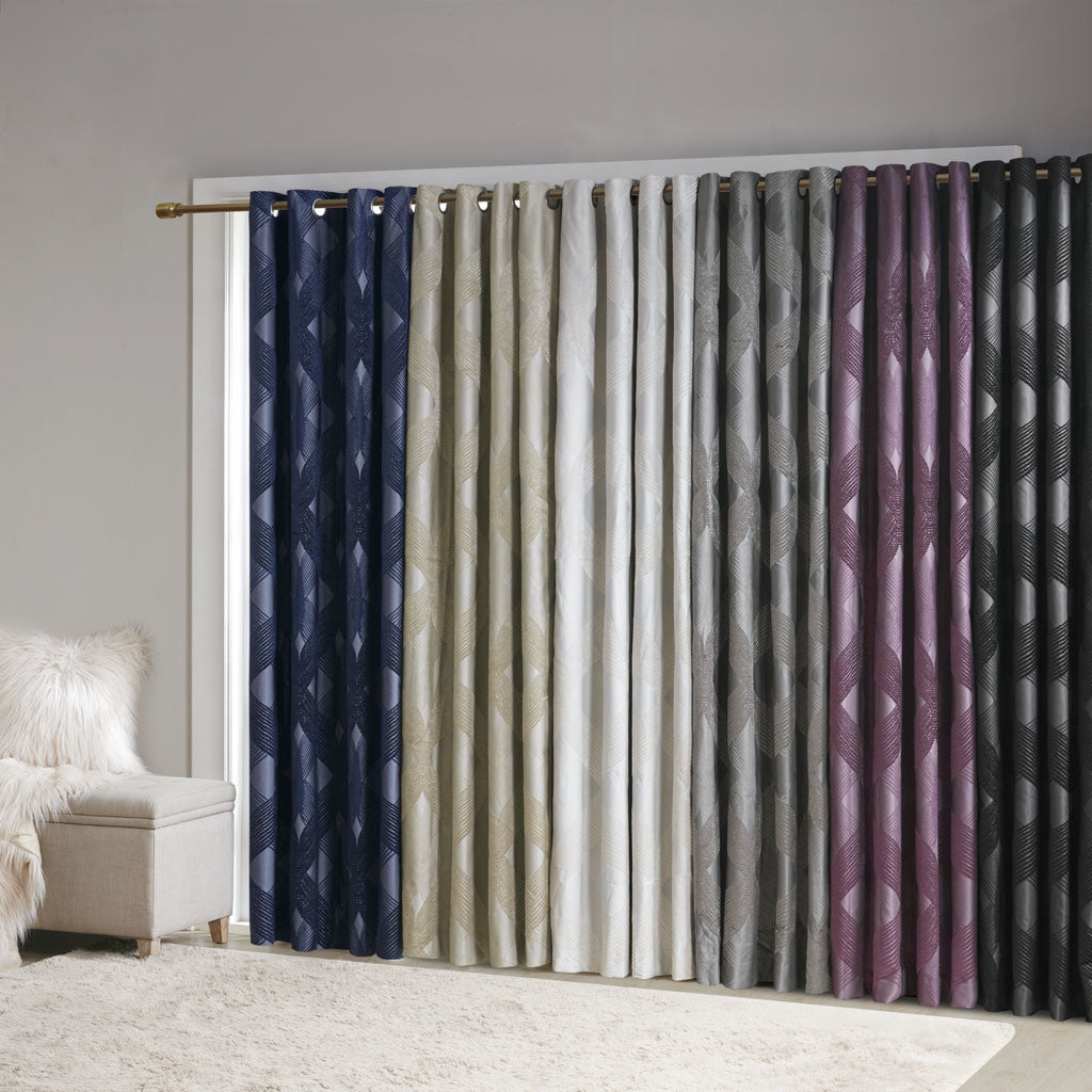 Ogee Knitted Jacquard Total Blackout Curtain Panel