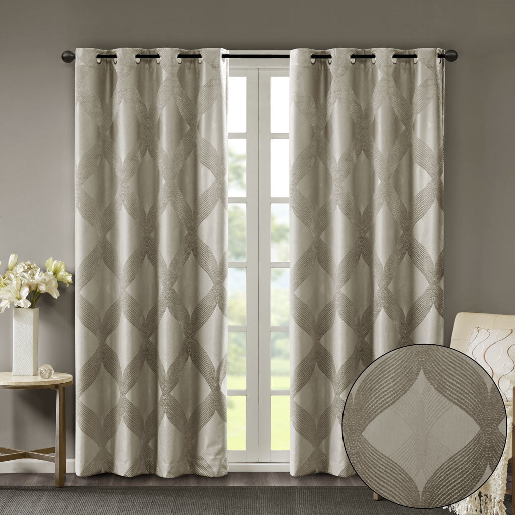 Ogee Knitted Jacquard Total Blackout Curtain Panel