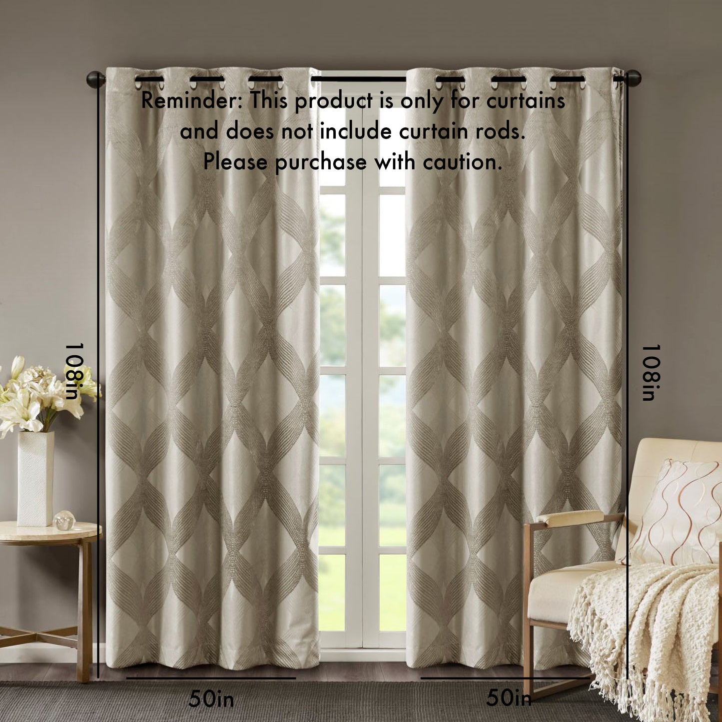 Ogee Knitted Jacquard Total Blackout Curtain Panel