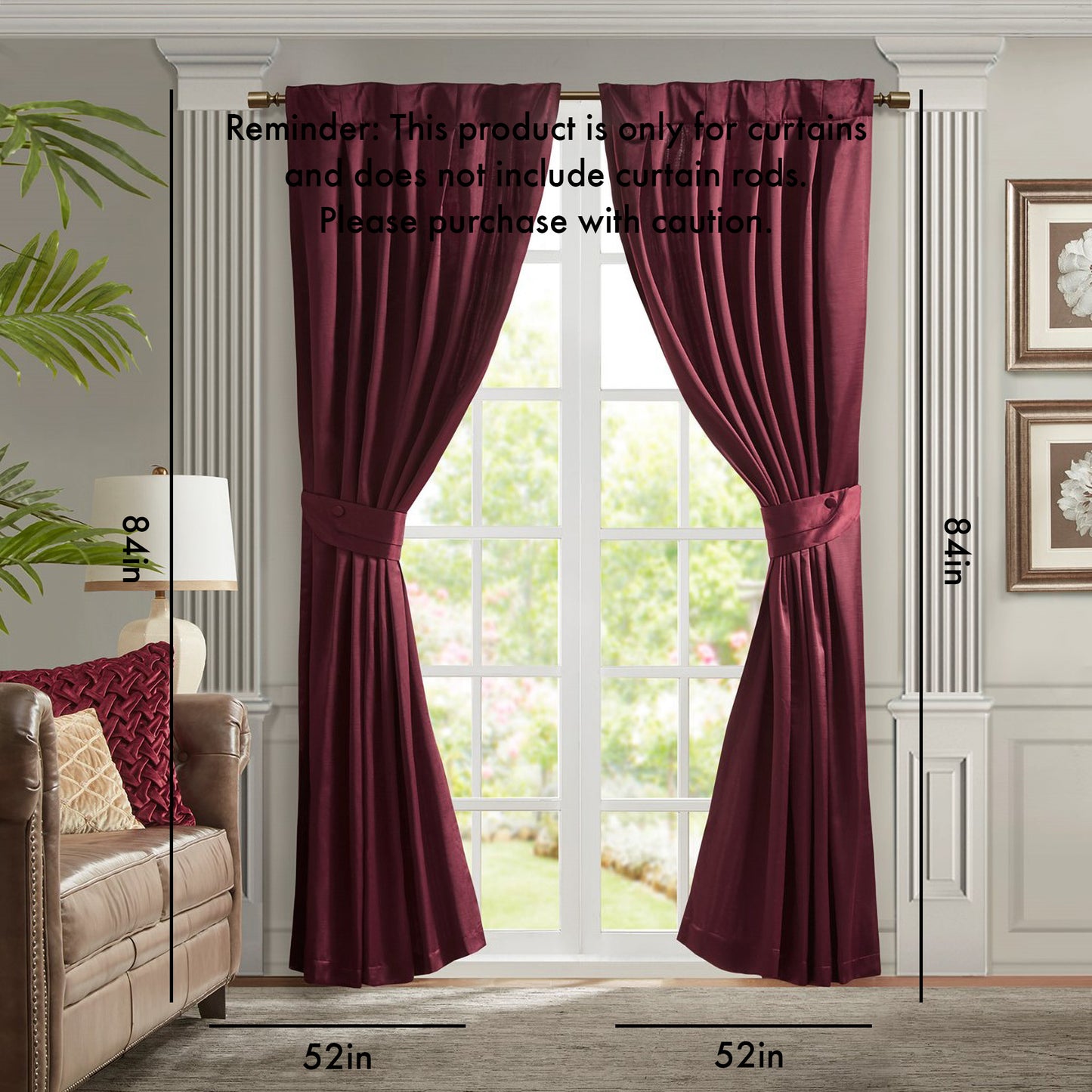 Pleat Curtain Panel with Tieback (Single)