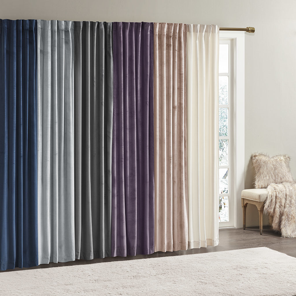 Room Darkening Poly Velvet Rod Pocket/Back Tab Curtain Panel Pair