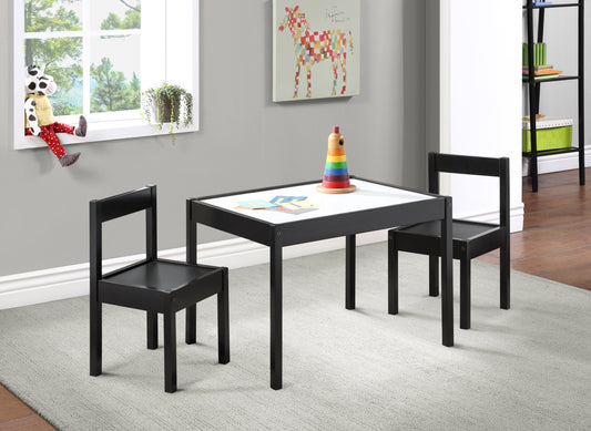 Gibson 3-Piece Dry Erase Kids Table & Two Chair Set, Black