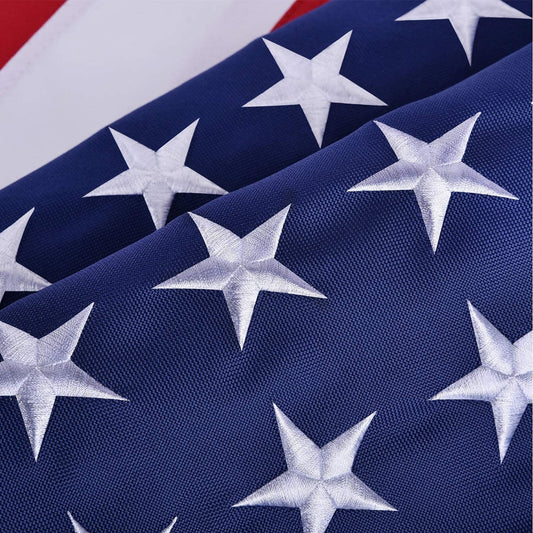 American Flag 10x15 ft 8x12 ft 6x10 ft 5x8 ft 4x6 ft 3x5 ft  2x3 ft Outdoor Heavy Duty Embroidered Stars USA Flag Sewn Stripes Fade Resistance Brass Grommets All Weather UV Active