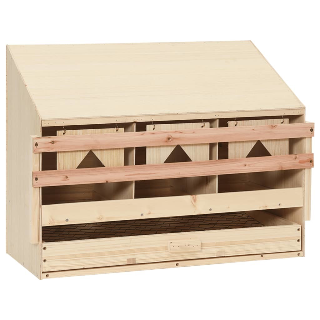 Chicken Laying Nest 3 Compartments 28.3"x13"x21.3" Solid Pine Wood