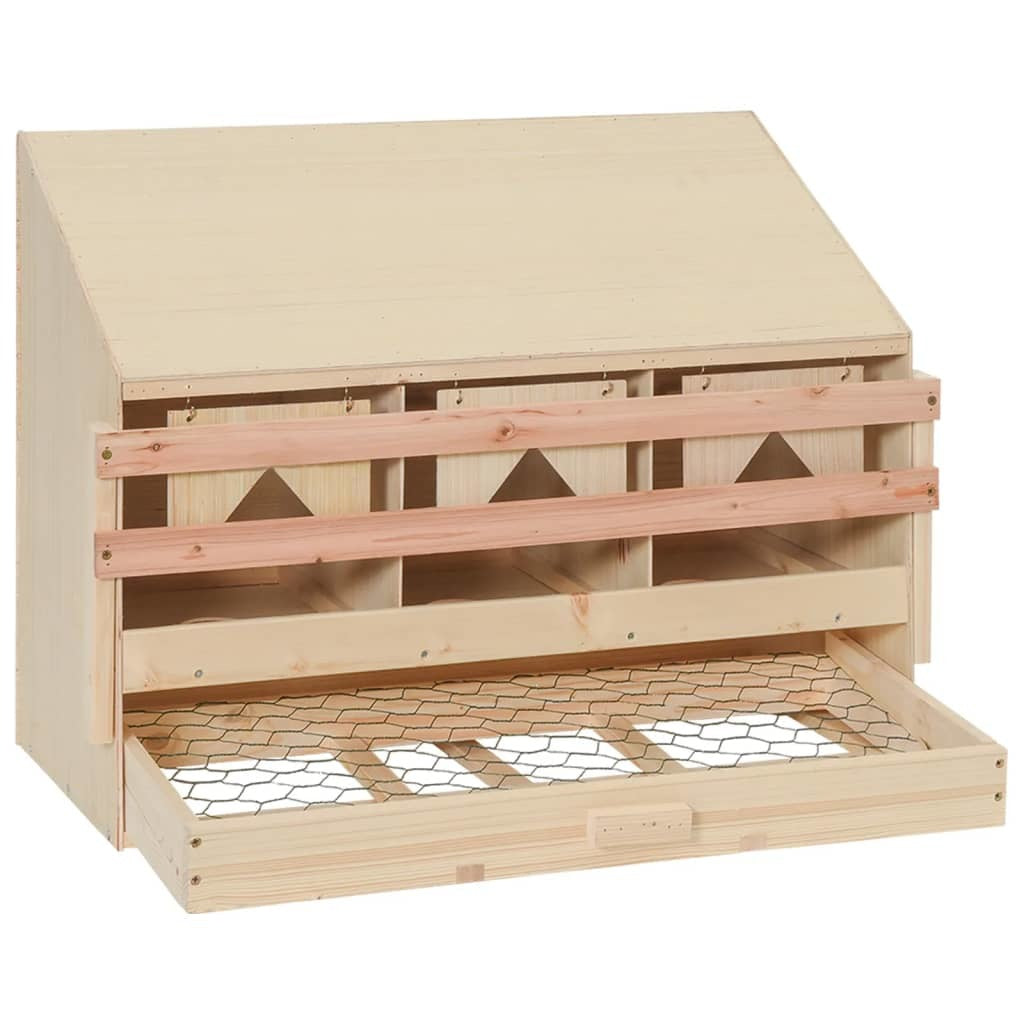 Chicken Laying Nest 3 Compartments 28.3"x13"x21.3" Solid Pine Wood